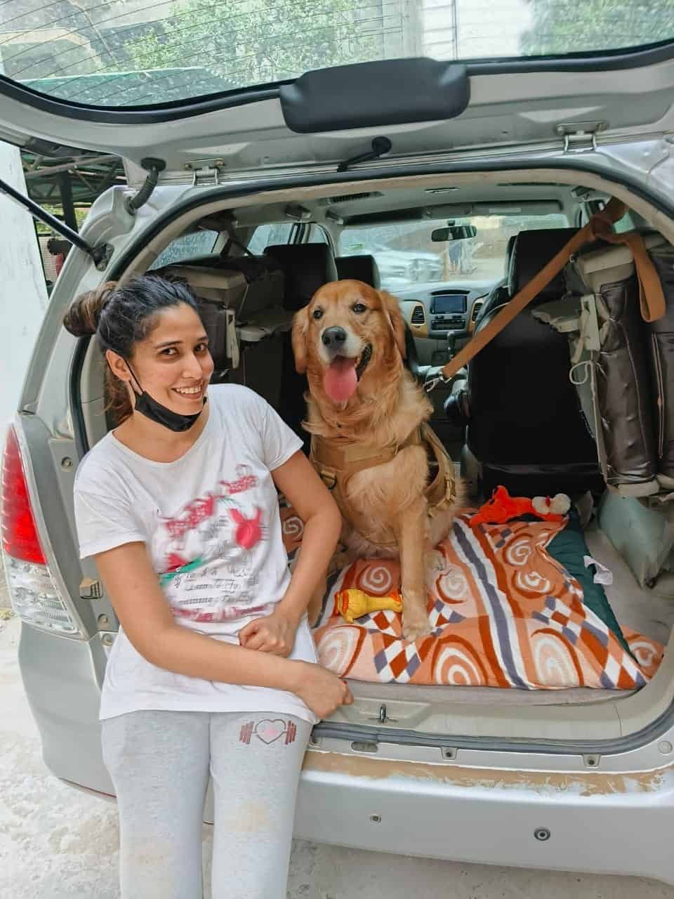 A FidoJet customer reunited with their golden retriever after a safe relocation